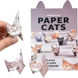 DIY 오리가미 종이 고양이 키트 매력적인 인형으로 접을 수 있는 50매 창의적이고 편안한 공예 프로젝트로