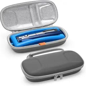 스 브릭이 된 카쿠카 쿨러 하드 트래블 케이스 휴대용 약 백 펜 2개 및 용품 바늘(회색)을 위한 여분의