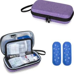 바파소 하드 쿨러 여행용 케이스 스팩 2개 펜 및 용품 퍼플