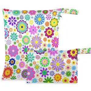 여행 해변 수영장 유모차 기저귀 체육복 젖은 수영복 세면도구가 된 비세수니 컬러 작은 꽃 2Pcs 가방