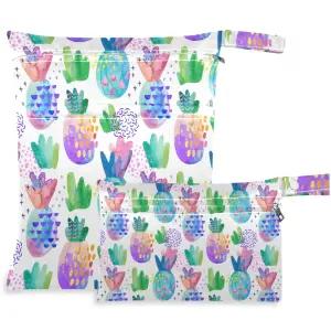 여행 해변 수영장 유모차 기저귀 체육복 젖은 수영복 세면도구를 위한 지퍼 포켓이 있는 화려한 2Pcs 습식