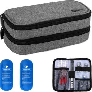 야로 쿨러 여행 케이스 2 스팩이 있는 이중층 펜용 용품 정리함 모니터 또는 기타 관리 액세서리 그레이