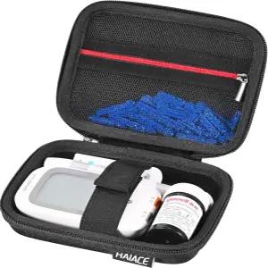검사 키트용 RAIACE 하드 스토리지 케이스 모니터 스트립용 메쉬 포켓 랜싯 랜싱 장치 닦기 전용 블랙