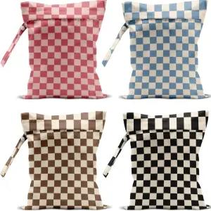 4팩 귀여운 젖은 가방 방수 세척 가능 재사용 마른 수영복 옷 천 기저귀 여행 수영장 요가 짐 파티 캠핑