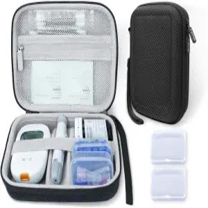 크립토스 용품 여행용 케이스 측정기 휴대용 검사 스트립용 키트 보관 정리 가방 랜싯 랜싱 장치블랙