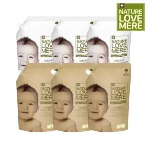 네이쳐러브메레 아기세탁세제 리필 1.3L 3팩+아기섬유유연제 리필 1.3L 3팩, 총 6팩