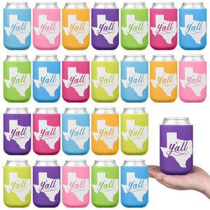 텍사스 파티 슬리브 선물 선물용 다채로운 24개 음료 장식 단열 쿨러 맥주 병용 커버 부드러운