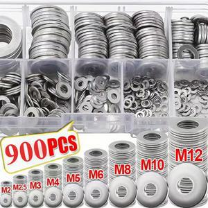 900개 스테인리스 스틸 플레인 와셔 모음 프로젝트용 키트 나사 M12 DIY M2 기계