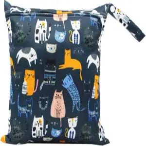 방수 습식 드라이백 지퍼가 달린 재사용 가능한 기저귀 파우치 해변 집 공룡 무늬블루 캣를 위한 세탁기