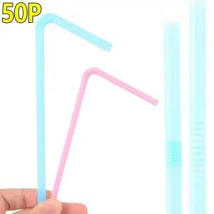 50P 이라이프 일회용주름 빨대 스트로우 자바라 빨대