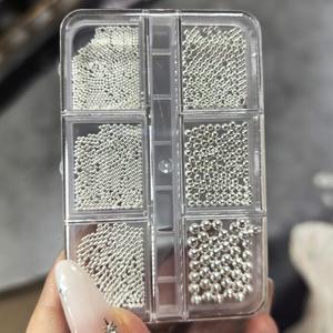 그리드 상자 실버 금속 비즈 네일 캐비어 5MM 아트 IRO LL