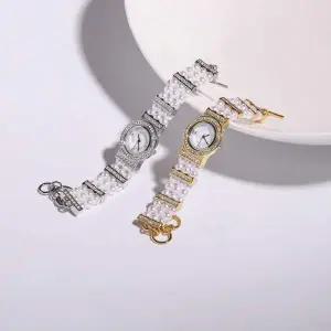 시후주얼리 크리스탈 진주 세 줄 시계팔찌 WL277W