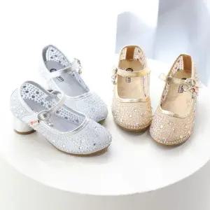 여아 유아 망사 큐빅 굽 있는 공주 구두 (170-190)