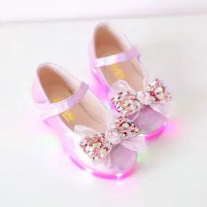 국내생산 여아 홀로그램 LED 라이팅 공주 구두 ( 150-190)