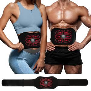 ABS 자극기 - EMS 근육 자극기, 복근 기계, 휴대용 복부 벨트, 전자 펄스 마사지기, 홈 오피스 피트니스 운동 장비, 레드 DS-EG