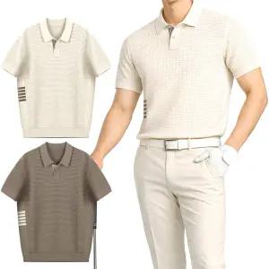 남성 골프 니트 반팔 티셔츠 남자 골프웨어 상의 쿨 여름 니트티 골프복 카라티 반팔티