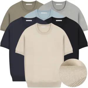 남자 니트 반팔티 여름 쿨 구김없는 라운드 티셔츠 정장 캐주얼 남성 반팔 니트티 빅사이즈 M~2XL