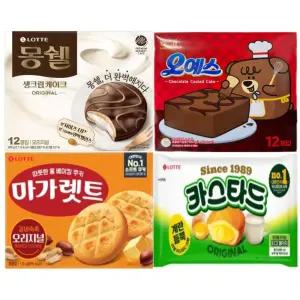 대박/오예스+마가렛트+카스타드+몽쉘 4케이스 1셋트