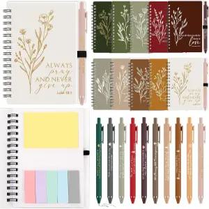 코시즈 10세트 기독교 어머니의 날 선물 대량 구매 스티커 메모가 포함된 성경 나선형 노트 펜 종교 교회