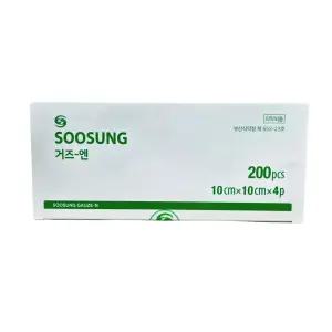 수성 접은거즈 10cmx10cmx4p 200매 부직포 소독 드레싱 가아제