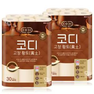 코디 고창 황토 3겹 30M 30롤x2팩 /화장지 두루마리 휴지