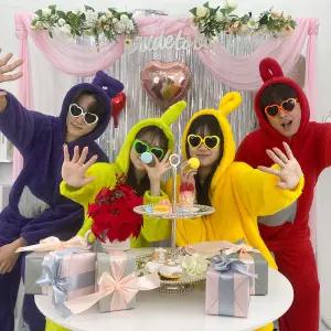 텔레토비잠옷 어른 아동 키즈극세사 점프슈트 캐릭터 겨울 수면 잠옷 크리스마스 연말 커플 파자마 파티