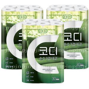 코디 순수 3겹 데코 30롤x3팩/총90롤
