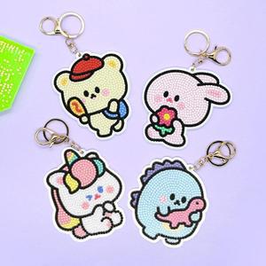 쪼꼬미친구들 보석십자수 키링 ver2 4종1세트 DIY 퍼즐 큐빅 비즈 구슬 보석키링 학습 교구