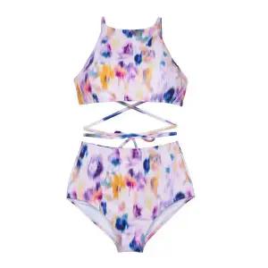 [레노마수영복](하남점)  폴리백  무상증정 여성 하이넥 비키니 퍼플 RN-LS2D303-PP