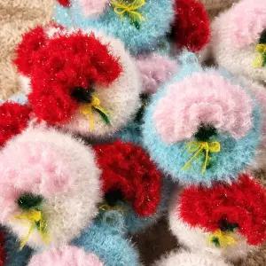 핸드메이드 손뜨개 카네이션 수세미 /어버이날선물/스승의날선물