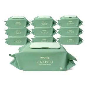 베베숲 오리진 100매 캡형 10팩 대용량 엠보싱 아기물티슈
