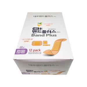 네오 밴드 플러스 대용량 80매입 혼합 12개 완박스 일회용 살균 밴드 반창고