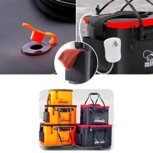 휴대간편 접이식낚시통 기포기연결가능 사이드주머니물건수납 40cm