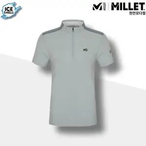 [밀레] 기능성 남성용 카보 반팔 집업 티셔츠 등산 트레킹 스틸 그레이_CA