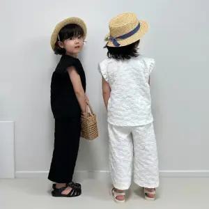 상상유아동 여아용 올록볼록 귀여운 레이스 민소매 상하의 세트