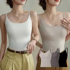 편한 심리스 노브라 여성 캡내장 브라나시 런닝 브라탑 캡 캐미솔 민소매 보정 탑 이너 끈조절