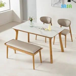 [SASA]데코라인(매장상품) 라운지 원목세라믹 4인식탁(의자2+벤치1)