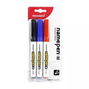 모나미 네임펜M 굵은글씨용 네임펜 흑청적 3색세트