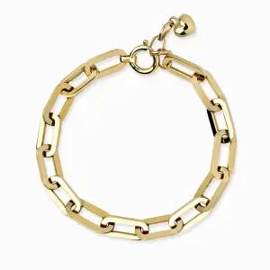 14K 모던 할로우 클립 체인 팔찌 중