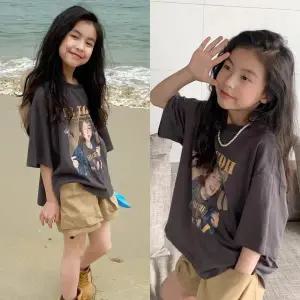 [삐삐네옷가게]여아 주니어 차콜아트 소녀 프린트 티셔츠