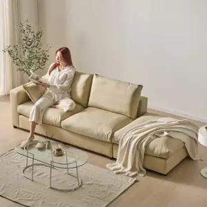 세인트블랑 컴피 구스 가죽 모듈 3인용 소파 한팔형 와이드 스툴 sk