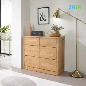 [SASA]데코라인(매장상품) 밀라체 900 3단 고무나무원목서랍장