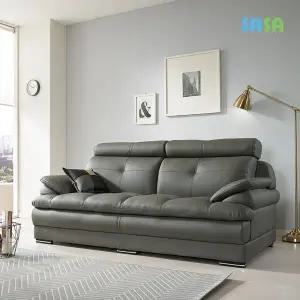 [SASA]데코라인(매장상품) 템즈 8503 3인 에어레더 소파 (그레이)