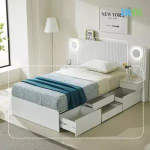 [SASA]데코라인(매장상품) 템바보드 슈퍼싱글 SS 서랍 수납 침대 + 독립매트리스