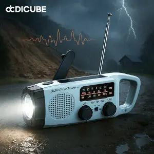 디큐브 다용도 서바이복스 라디오 비상용 랜턴 SOS 사이렌 충전 생존 캠핑라디오