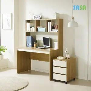 [SASA]데코라인(매장상품) 라떼 1인 책상세트+3단이동서랍장포함