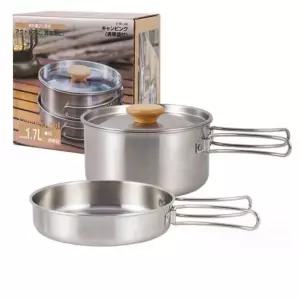 스테인레스 코펠 2종 캠핑 차박 등산 야영 다용도 냄비세트 전용파우치