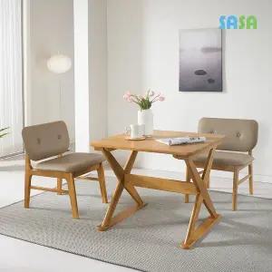 [SASA]데코라인(매장상품) 스퀘어 원목 2인 낮은 식탁세트