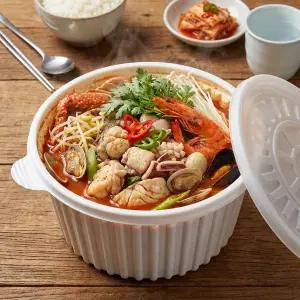 [국내생산] 포장용기 225파이 탕용기 대50개 + 뚜껑50개 세트 3000ml