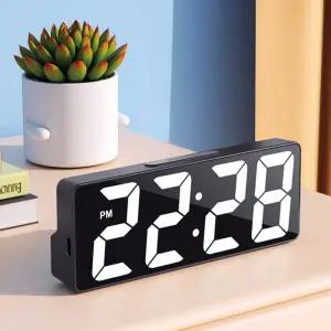 미러 LED 알람 무소음 디지털 탁상시계 유선 무선 건전지 겸용